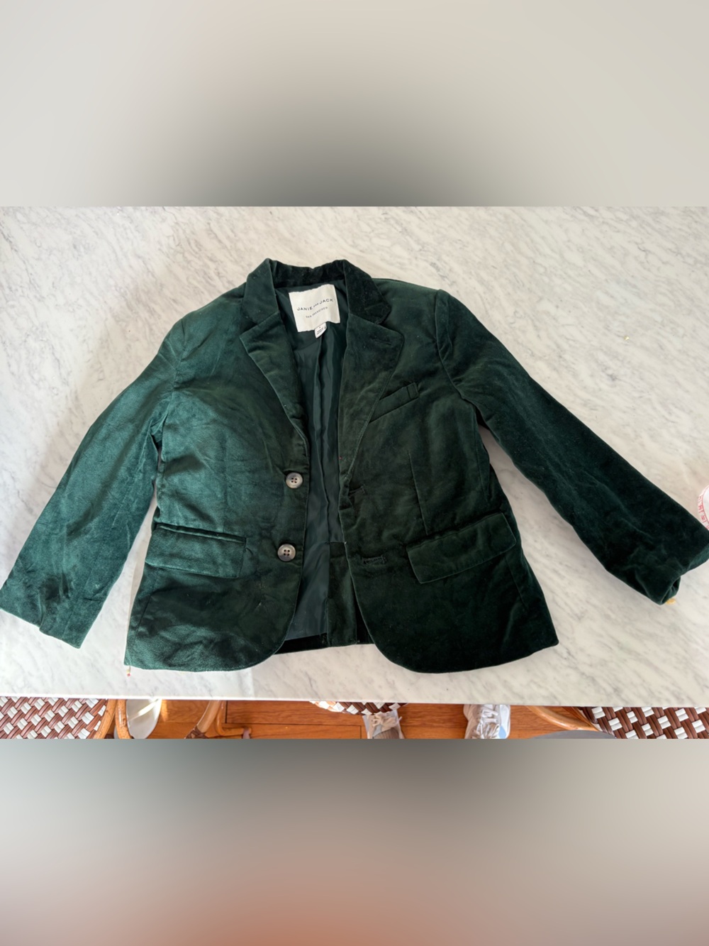 Janie and Jack Emerald Green Velvet Blazer Size 4
